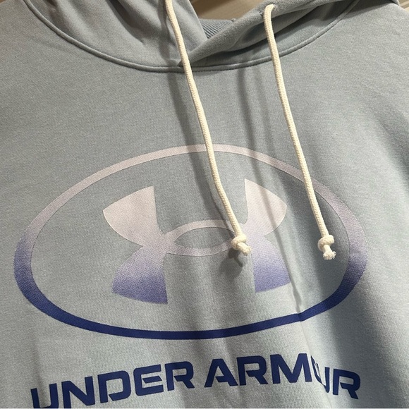 NWT Under Armour Light Blue Men’s Rival Terry Graphic Hoodie Sweatshirt Pockets - Picture 9 of 12